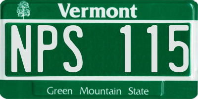 VT license plate NPS115