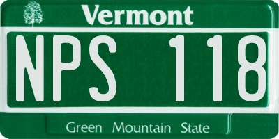 VT license plate NPS118