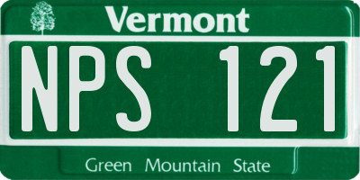 VT license plate NPS121