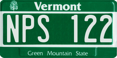 VT license plate NPS122