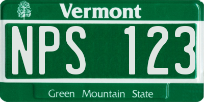 VT license plate NPS123