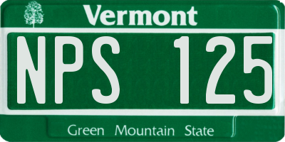 VT license plate NPS125