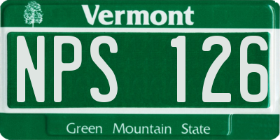 VT license plate NPS126
