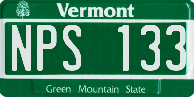 VT license plate NPS133