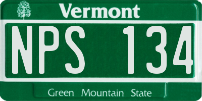VT license plate NPS134