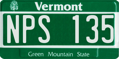 VT license plate NPS135