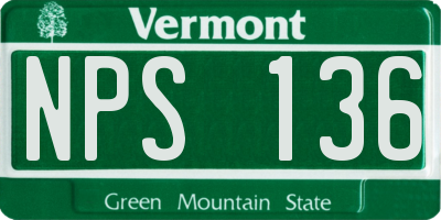 VT license plate NPS136