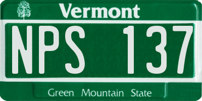 VT license plate NPS137