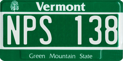 VT license plate NPS138