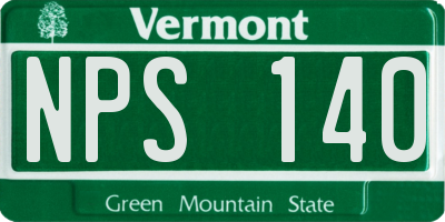 VT license plate NPS140