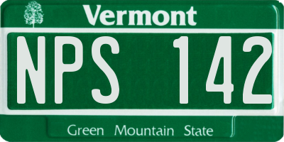VT license plate NPS142