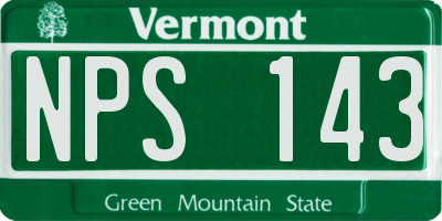 VT license plate NPS143