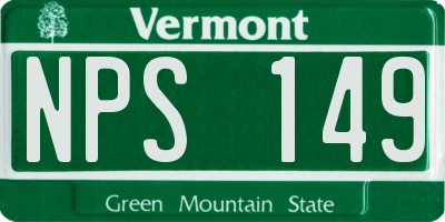 VT license plate NPS149