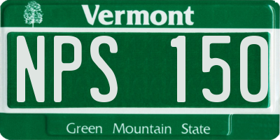 VT license plate NPS150