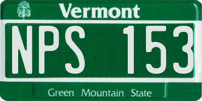 VT license plate NPS153