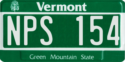VT license plate NPS154