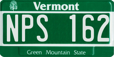 VT license plate NPS162