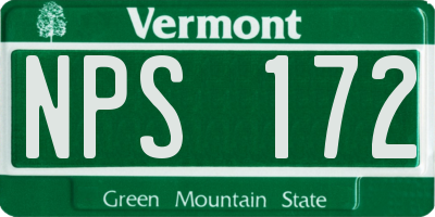 VT license plate NPS172