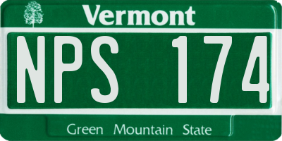 VT license plate NPS174