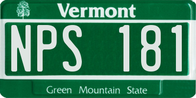 VT license plate NPS181