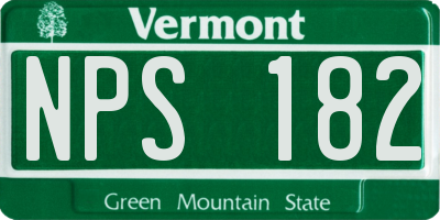 VT license plate NPS182