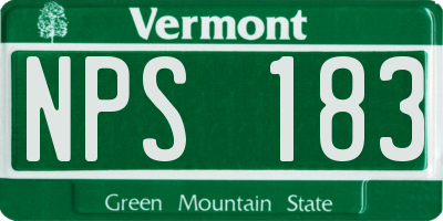 VT license plate NPS183