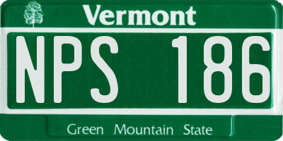 VT license plate NPS186