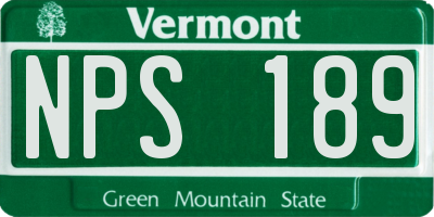 VT license plate NPS189