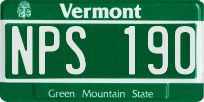 VT license plate NPS190