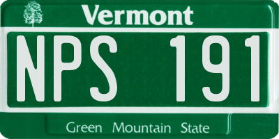 VT license plate NPS191