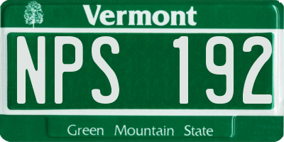 VT license plate NPS192