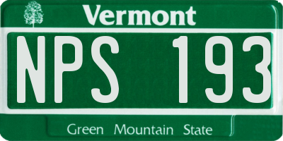 VT license plate NPS193