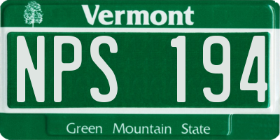 VT license plate NPS194