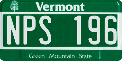 VT license plate NPS196