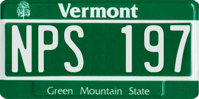 VT license plate NPS197