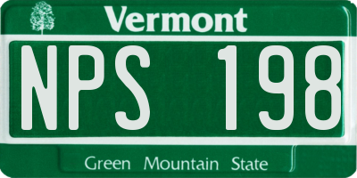 VT license plate NPS198