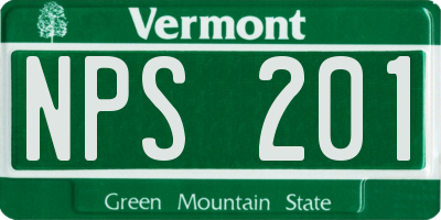 VT license plate NPS201