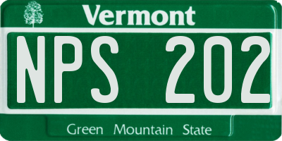 VT license plate NPS202