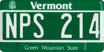 VT license plate NPS214