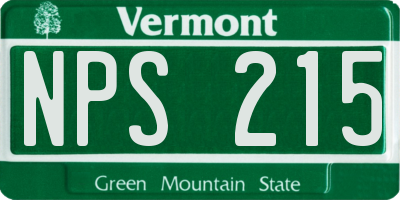 VT license plate NPS215