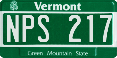 VT license plate NPS217