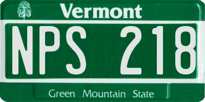 VT license plate NPS218