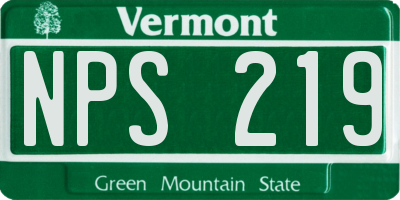 VT license plate NPS219