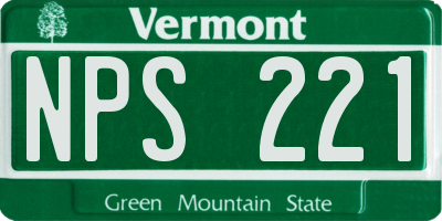 VT license plate NPS221