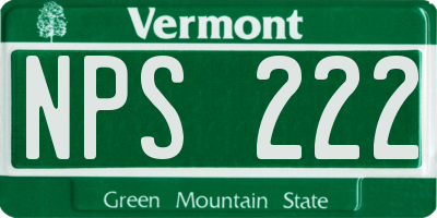 VT license plate NPS222
