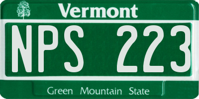 VT license plate NPS223