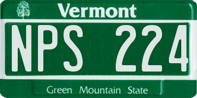 VT license plate NPS224
