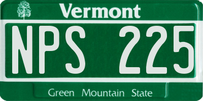 VT license plate NPS225