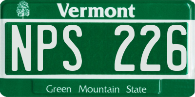 VT license plate NPS226
