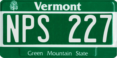 VT license plate NPS227